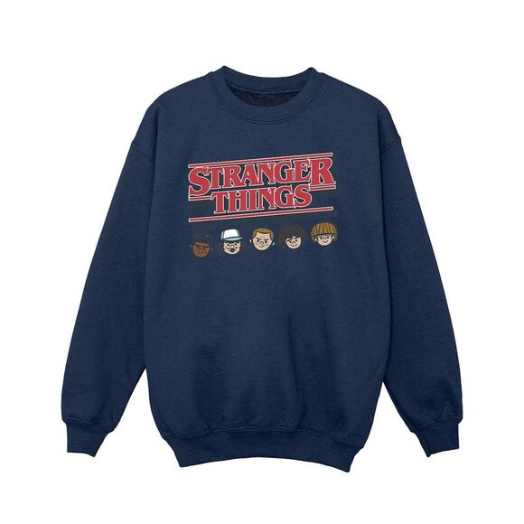Netflix Girls Stranger Things Caricature Logo Sweatshirt / Navy Blue